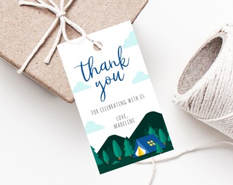 Camping Themed Favor Tags, Thank You Tag, Adventure Baby Shower Favor Tag, Baby Shower Gift Tag, Favor Label Printable, Templett, B06