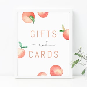 Peach Pfirsich Geburtstagsgeschenke & Karten Schild, Pfirsich Themed Karten und Geschenke Schild, Peach Geschenke Schild, Pfirsich erster Geburtstag, B15