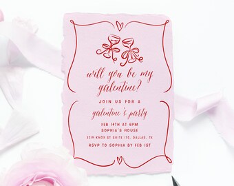 Galentine's Party Invite Template, Printable Galentines Day Invitation, Girls Night In Invitation, Instant Download,  Templett