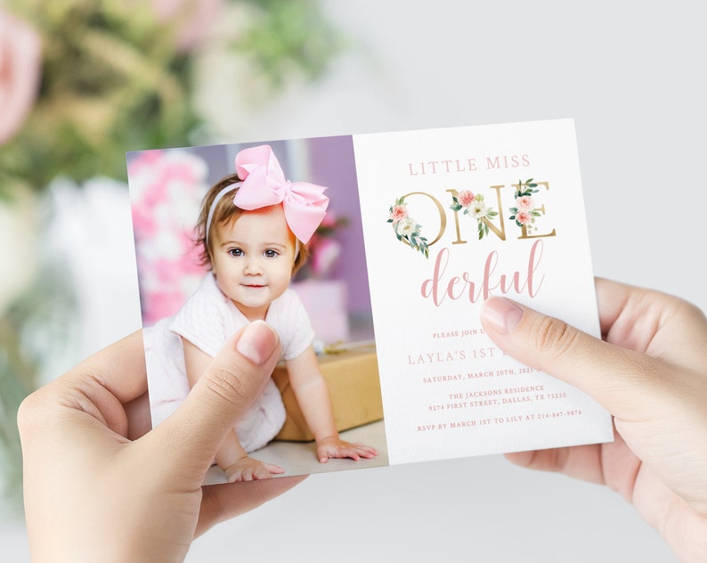 B09C Miss Onederful Invitation Template Printable Miss Onederful Invitations One-derful First Birthday Invite Instant Download Templett