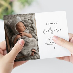 Foto Geburtsankündigung Kartenvorlage, druckbare Einführung Neugeborenen Baby Karten Digitale Datei, 5 x 7 Fotokarte Sofortiger Download, Templett