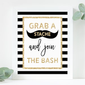 INSTANT DOWNLOAD Mr. Onederful Photo Sign, Grab A Stache And Join The Bash Sign Printable, Printable Mr One-derful Photo Props Sign, B02