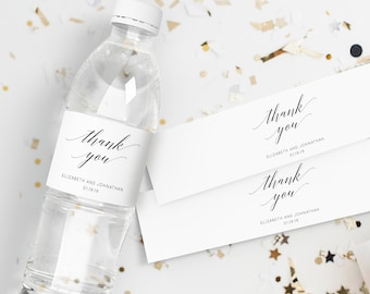 Wedding Water Bottle Label Template, Wedding Water Bottle Label Sticker, Editable Label Template, Wedding Favor, Templett, W02