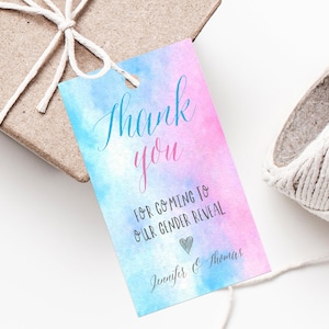 Gender Reveal Favor Tag Template, Thank You Tags, Blue or Pink Gift Tag, Baby Shower Favor Label Printable, Instant Download