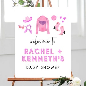 Space Cowgirl Welcome Sign Template, Printable Cowgirl Themed Party Welcome Sign, Editable Baby Shower Welcome Sign, Templett, B55