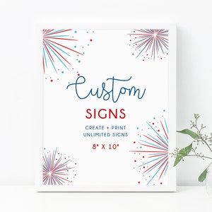 Editable Firecracker Custom Sign Template, DIY Unlimited Signs, 4th Of July Birthday, Fireworks, Create Your Own 8&quot; x 10&quot;, Templett