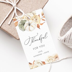Printable Thanksgiving Favor Tag Template, Friendsgiving Favor Tag, Thanksgiving Gift Tag, Thankful For You Label, Favor Label, Templett