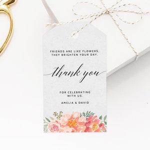 INSTANT DOWNLOAD Favor Tags, Thank You Tag, Floral Favor Tag, Baby Shower Gift Tag, Favor Label, Favor Tag Printable, Templett