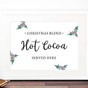 Christmas Hot Cocoa Sign, Printable Hot Chocolate Bar Sign, Holiday Party Sign Printable, Winter Wedding Signs