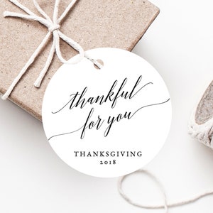 Printable Thanksgiving Favor Tag Template, Friendsgiving Favor Tag, Thanksgiving Gift Tag, Thankful For You Label, Favor Label, Templett