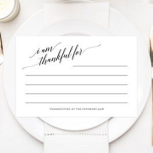 Thanksgiving Printable Template, I'm Thankful For Notes, Thanksgiving Card, Printable Friendsgiving Potluck, Friendsgiving Dinner, Templett image 1