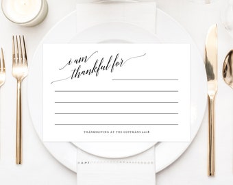 Thanksgiving Printable Template, I'm Thankful For Notes, Thanksgiving Card, Printable Friendsgiving Potluck, Friendsgiving Dinner, Templett