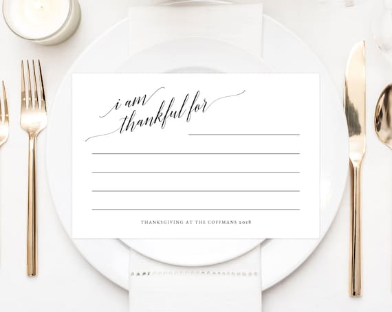 Thanksgiving Printable Template, I'm Thankful For Notes, Thanksgiving Card, Printable Friendsgiving Potluck, Friendsgiving Dinner, Templett
