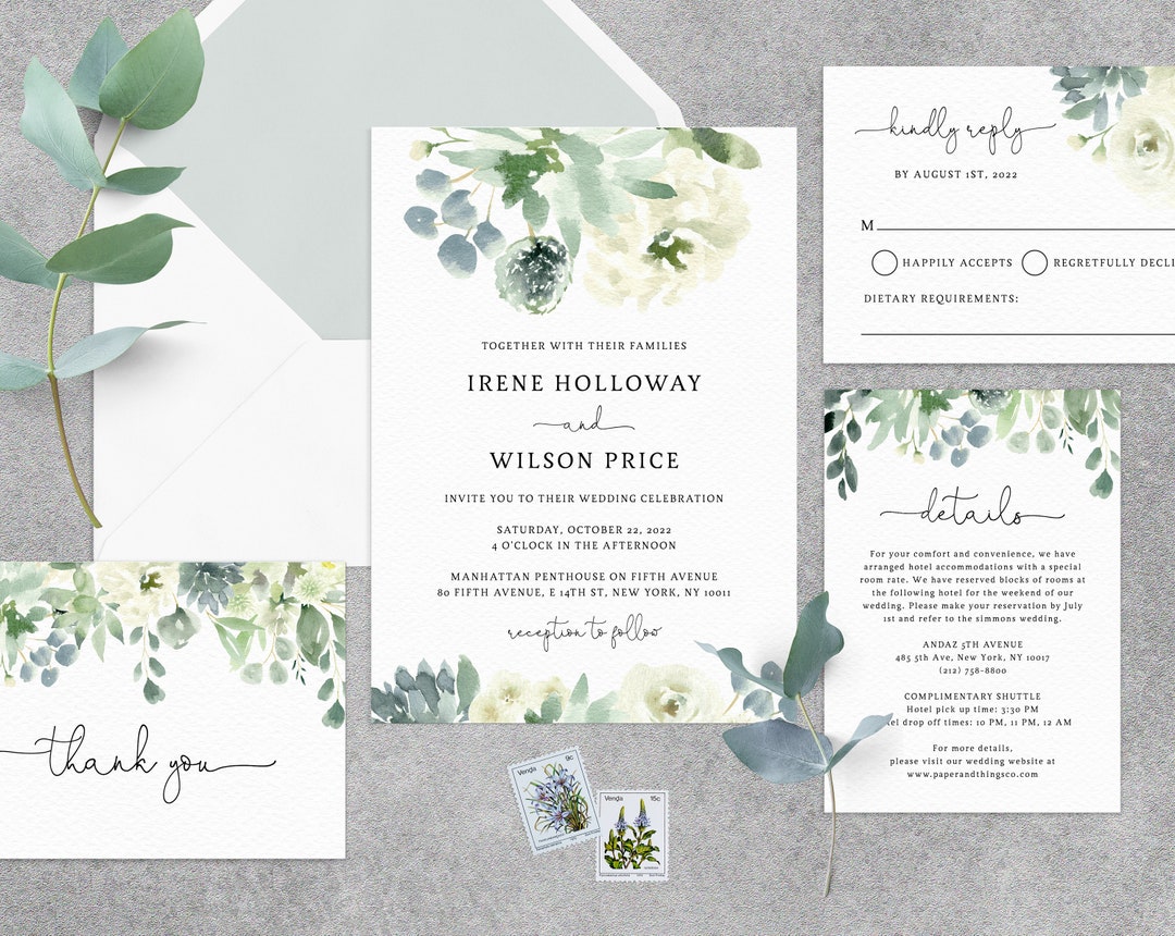 Succulent Wedding Invitation Template Printable Wedding - Etsy