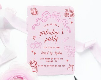 Galentine's Party Invite Template, Printable Galentines Day Invitation, Girls Night In Invitation, Instant Download,  Templett