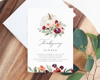 Thanksgiving Invitation Template, Printable Friendsgiving Potluck Invite, Editable Thanksgiving Invitation, Friendsgiving Dinner, Templett