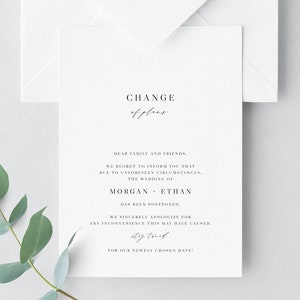 Postponed Wedding Announcement, Printable Wedding Postponement Announcement, Change of Plans, Wedding Cancellation, Date Change, Insert, W52