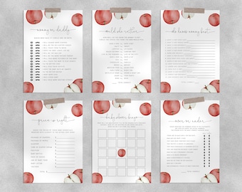 Apple Baby Shower Game Templates Bundle, Printable Apple of Our Eye Baby Shower Games Instant Download, Templett