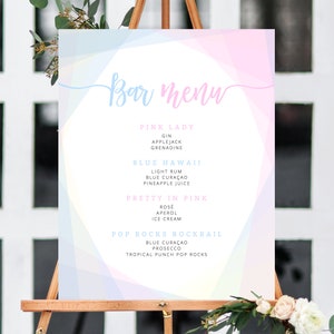 Modèle de menu de barre de révélation de genre, menu imprimable de barre de révélation de sexe, menu de barre de révélation de genre bleu ou rose, signe modifiable de menu de barre, Templett