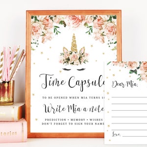 Unicorn Time Capsule Sign Template, Printable Unicorn Time Capsule ...