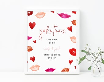 Editable Galentine's Custom Sign Template, DIY Printable Unlimited Signs, Girls Dinner, Girls Night, Create Your Own 8" x 10", Templett