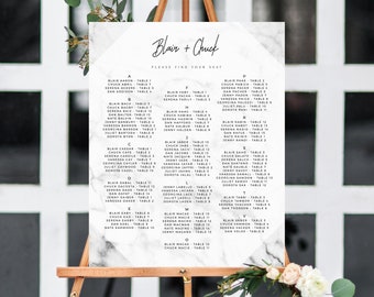 Instant Download Navy Blue /& Blush Seating Chart Template Alphabetical Sign Printable Seating Chart #010 Editable Wedding Seating Sign