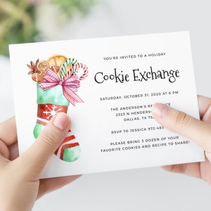 Cookie Exchange Party Invitation Template, Christmas Cookie Exchange Invitation, Printable Holiday Cookie Swap Winter Party Invite, Templett