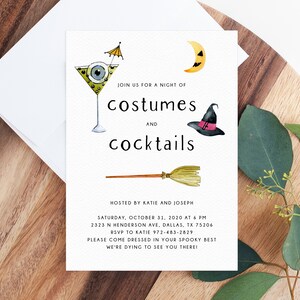 Costumes and Cocktails Halloween Party Invitation Template, Printable Halloween Costume Party Invite, Instant Download, Templett