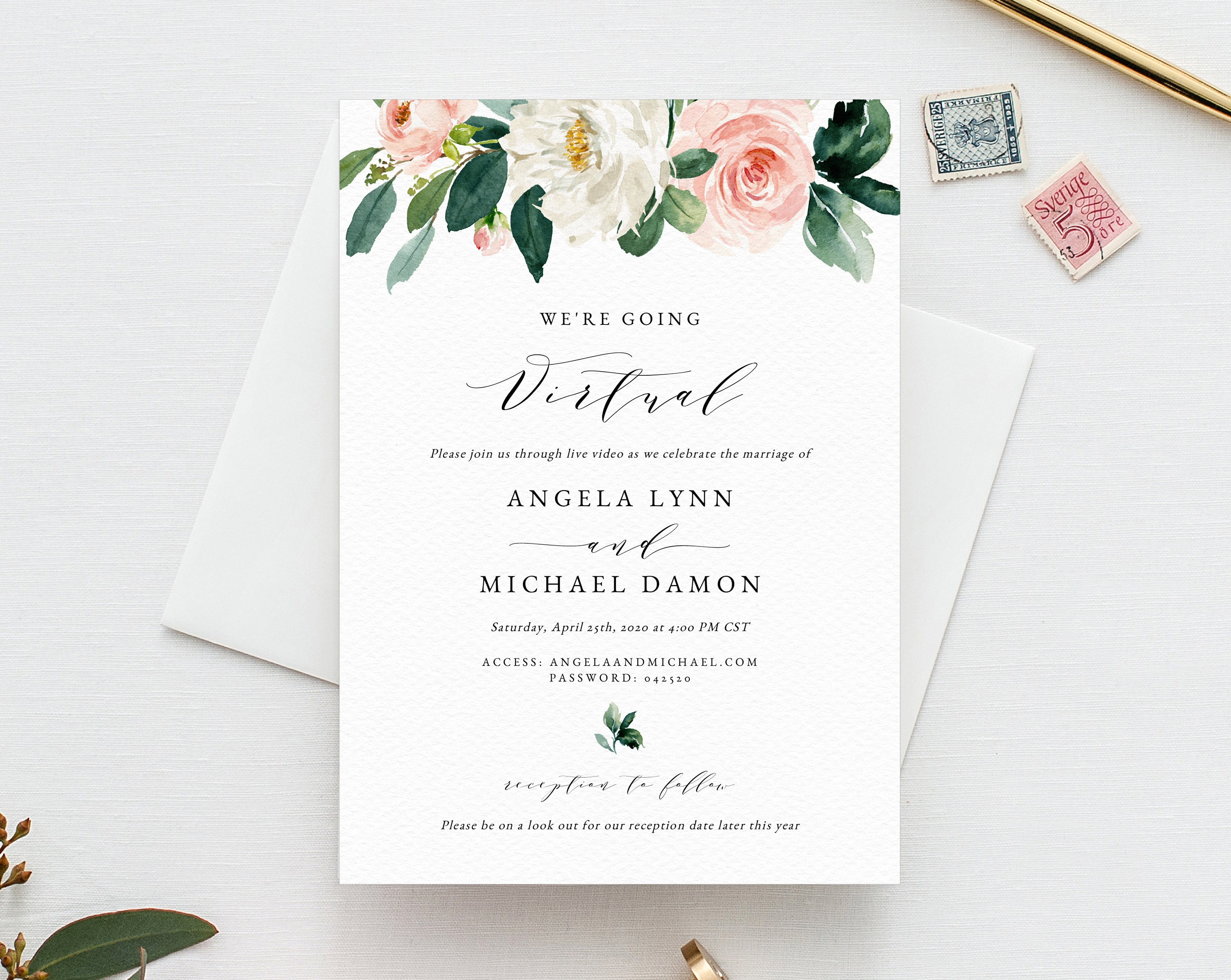 Virtual Wedding Ceremony Invitation Template Printable Virtual