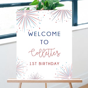 Little Firecracker Birthday Welcome Sign Template, Printable 4th Of July Party Welcome Sign, Independence Day, Digital File, Templett