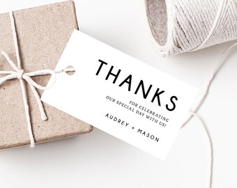 Wedding Favor Tag Template, Thank You Tag, Minimalist Favor Tags, Simple Wedding Gift Tag, Favor Label, Favor Tag Printable, Templett, W25