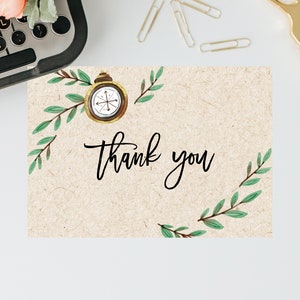 Adventure Themed Thank You Card Template, Printable Adventure Awaits Thank You Tent Card, Instant Download, Templett