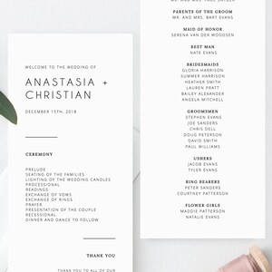INSTANT DOWNLOAD Wedding Program Template, Printable Wedding Program, Simple Wedding Program, Editable Ceremony Programs, Templett, W11