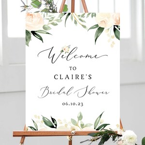 Peach Floral Bridal Shower Welcome Sign Template, Peach Bridal Shower Welcome Sign Printable, Instant Download, Templett, W41