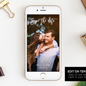 Electronic Save the Date Template, Mobile Save the Date, Phone Invite, Phone Save the Date, Editable Template, Templett
