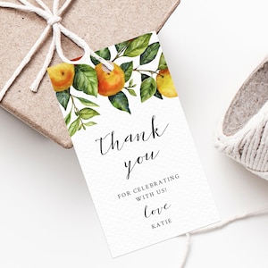 A Little Cutie Baby Shower Favor Tag Template, Printable Orange Thank You Tag, Clementine Favor Label, Mandrin Baby Shower, Templett