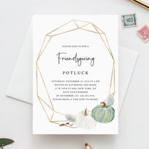 Thanksgiving Invitation Template, Printable Friendsgiving Potluck Invite, Editable Thanksgiving Invitation, Friendsgiving Dinner, Templett