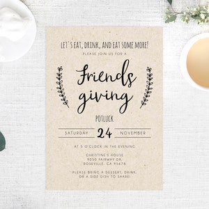 Friendsgiving Invitation Template, Printable Friendsgiving Potluck Invite, Editable Thanksgiving Invitation, Friendsgiving Dinner, Templett