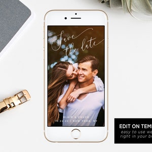 Electronic Save the Date Template, Mobile Save the Date, Phone Invite, Phone Save the Date, Editable Template, Templett, W15