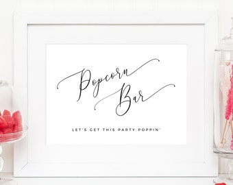 Popcorn Bar Sign Template, Popcorn Bar Printable, Wedding Popcorn Sign, Wedding Signs, Love Is Poppin, Wedding Decor, Templett, W15