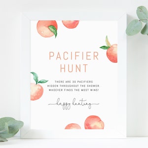 Peach Pacifier Hunt Game Template, Printable Peach Themed Baby Shower Game, Templett, B15