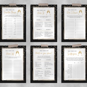 New Year&#39;s Eve Game Templates Bundle, New Year&#39;s Games Instant Download, NYE Games, Scattergories, Drinking Game, A to Z, Templett