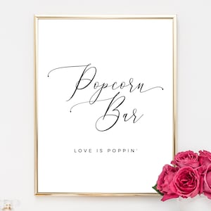 Popcorn Bar Sign Template, Popcorn Bar Printable, Wedding Popcorn Sign, Wedding Signs, Love Is Poppin, Wedding Decor, Templett, W15