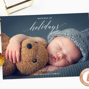 INSTANT DOWNLOAD Christmas Card, Christmas Photo Card Template, Christmas Cards with Pictures, Simple Modern Holiday Card, Templett