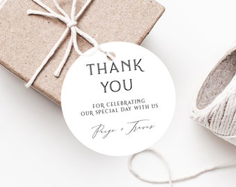 Wedding Favor Tag Template, Thank You Tag, Modern Favor Tags, Simple Wedding Gift Tag, Favor Label, Favor Tag Printable, Templett, W59