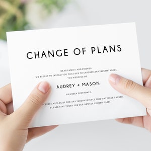 Postponed Wedding Announcement, Printable Wedding Postponement Announcement, Change of Plans, Wedding Cancellation, Date Change, Insert, W25