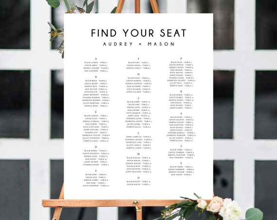 Seating Chart Alphabetical