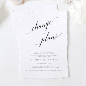 Postponed Wedding Announcement, Printable Wedding Postponement Announcement, Change of Plans, Wedding Cancellation, Date Change, Insert, W02