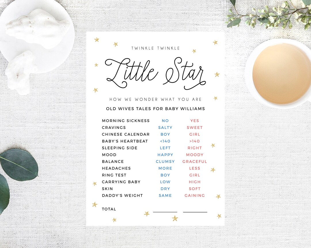 Gender Reveal Sign Template, Old Wives Tales Chart, Twinkle Twinkle ...