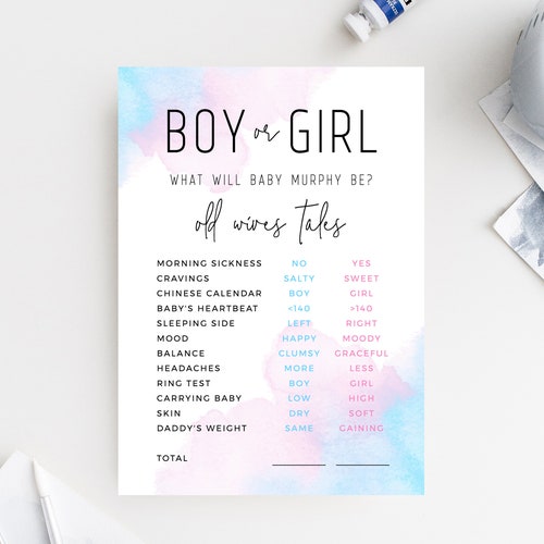 Old Wives Tales Template Printable Gender Reveal Old Wives - Etsy